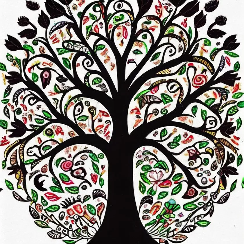 The tree of life known as Kalpavriksha in Indian mythology. Swargalok and the golden leaves.