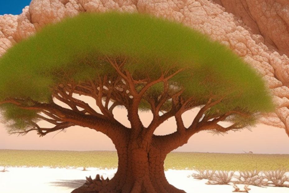 Socotra: Biodiverse Island. The dragon's blood tree, the Socotra desert rose, and the Socotra starling