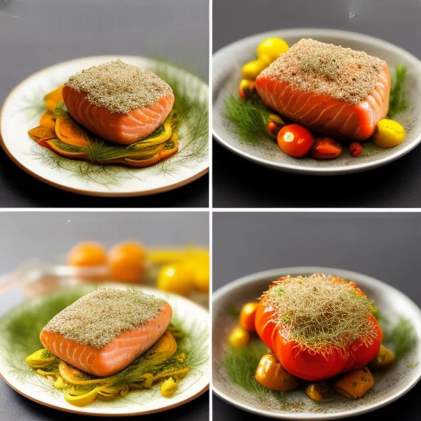 Recipes for the two main courses from "Fennel's Feast: A Digestive Symphony.". Fennel Seed-Crusted Salmon, Fennel-Stuffed Bell Peppers