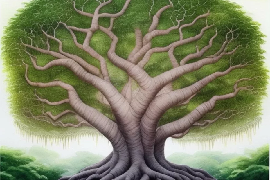Banyan Tree (Ficus benghalensis) - In Hinduism, the banyan tree is considered sacred and is often associated with Lord Krishna. It's known for its expansive aerial roots that create a canopy, symbolizing interconnectedness and the unity of all life